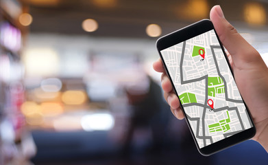GPS Map to Route Destination network connection Location Street Map with GPS Icons  Navigation