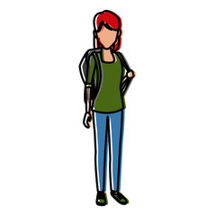 Young woman student cartoon icon vector illustration graphic design