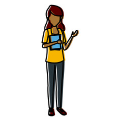 Young woman student cartoon icon vector illustration graphic design