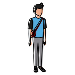 Young man student cartoon icon vector illustration graphic design