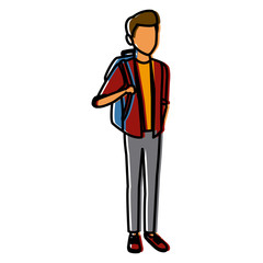 Obraz premium Young man student cartoon icon vector illustration graphic design
