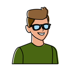 Young man with sunglasses cartoon icon vector illustration graphic design