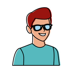 Young man with sunglasses cartoon icon vector illustration graphic design