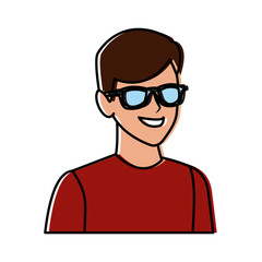 Young man with sunglasses cartoon icon vector illustration graphic design