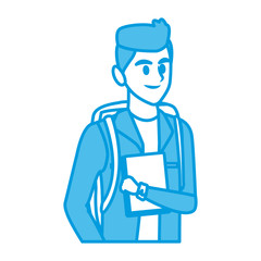 Young man student cartoon icon vector illustration graphic design