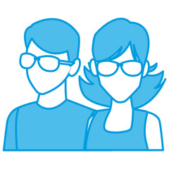 Young couple avatar icon vector illustration graphic design