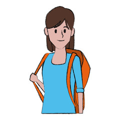Young woman student cartoon icon vector illustration graphic design