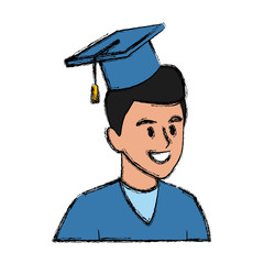 Student man with graduation hat icon vector illustration graphic design