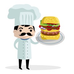 cute cheff with burger