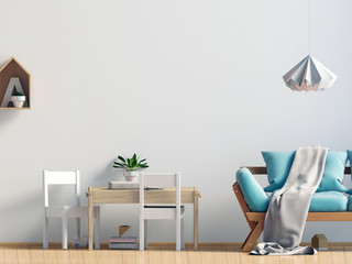Pastel child's room. playroom. modern style. 3d illustration. Wall mock up