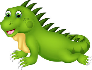 cute iguana cartoon posing with smile