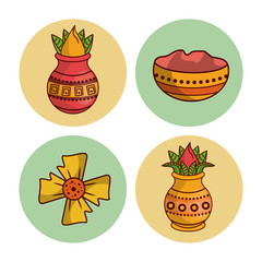 Happy ugadi icons icon vector illustration graphic design