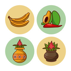 Happy ugadi icons icon vector illustration graphic design