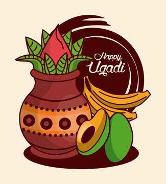 Happy ugadi design icon vector illustration graphic design