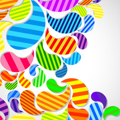 Obraz premium Bright striped colorful curved drops spray on a light background, vector color design, graphic illustration.