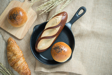 Different kinds of bread in the kitchen