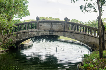 View of a beautiful bridge in the park at King Rama IX Park