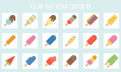 Colorful Ice cream bar icon set, flat design