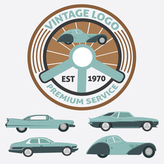 Vintage Car Logo service automitive - or Retro Car logo for Repair car