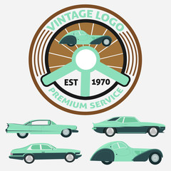 Vintage Car Logo service automitive - or Retro Car logo for Repair car