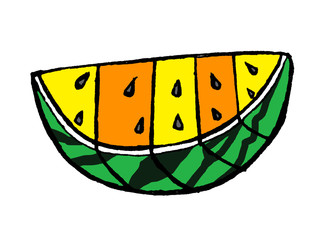 黄色とオレンジスイカ on white background