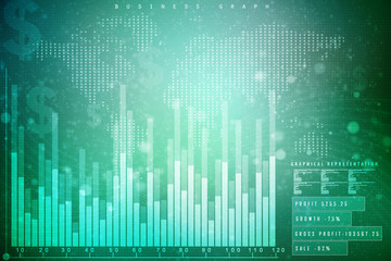 2d rendering Stock market online business concept. business Graph 