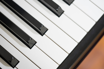 close up of piano keys.