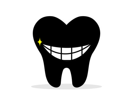 smiling black tooth teeth dent dental dentist image icon