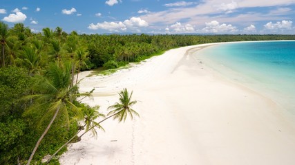 Aerial shot of deserted tropical beach