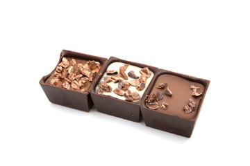 exclusive collection chocolate sweets isolated on the white