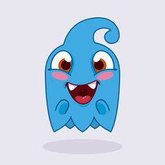 Cute  monster. Happy monster emotion. Cute ghost illustration. 