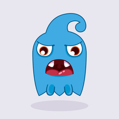Cute monster. Sad monster emotion. Cute ghost illustration.  