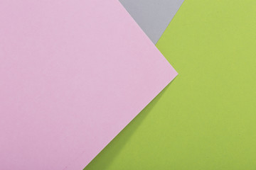 Colored paper compositionsoft pink, fresh green and gray paper, design elements