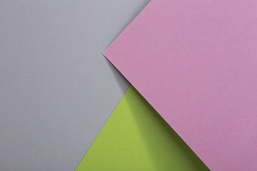 Colored paper compositionsoft pink, fresh green and gray paper, design elements