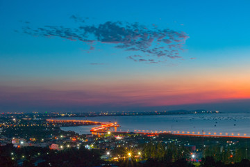 Evening view on the coast of Chonburi. Thailand landmark.