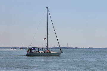 Fototapeta premium Sailing boat in the Adriatic Sea near Venice, Italy