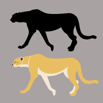 cheetah  black silhouette vector illustration flat style profile