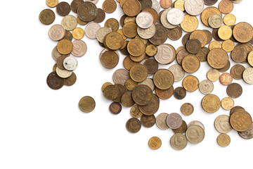 Old USSR coins on a white background