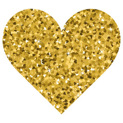 Glitter Valentines Day love heart on a white background.