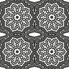 Abstract seamless black and white pattern from flowing lines. Dynamic background maze. Graphic pattern for the ceiling, floor and walls.