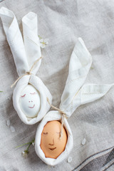 Easter eggs decorated as bunnies