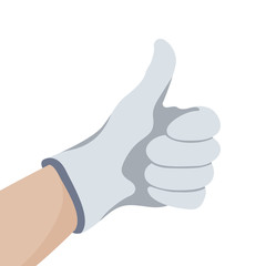hand in glove with thumb up vector illustration flat