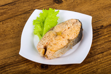 Steamed salmon