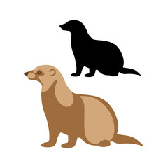 ferret  black silhouettevector illustration flat style profile