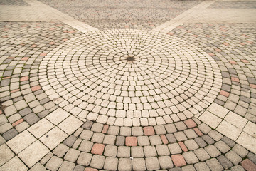 Paving stone on the road in the park