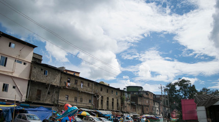 Fototapeta na wymiar Roadside buildings at Imphal, Manipur, India