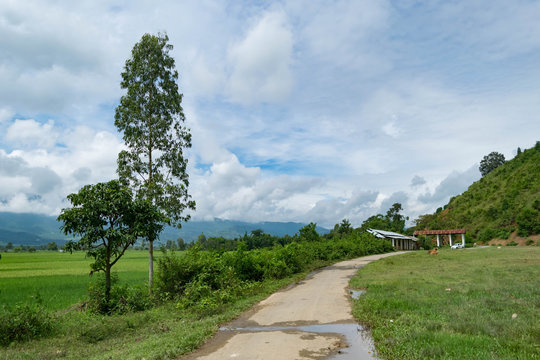 A village view near Japanese war memorial, Imphal, Manipur, Northeast India
