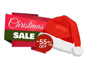 Christmas Sale 55 Off Promo Label Santa Claus Hat