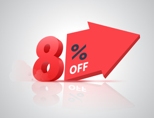 3D number with big arrow