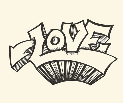 Love with hearts drawn